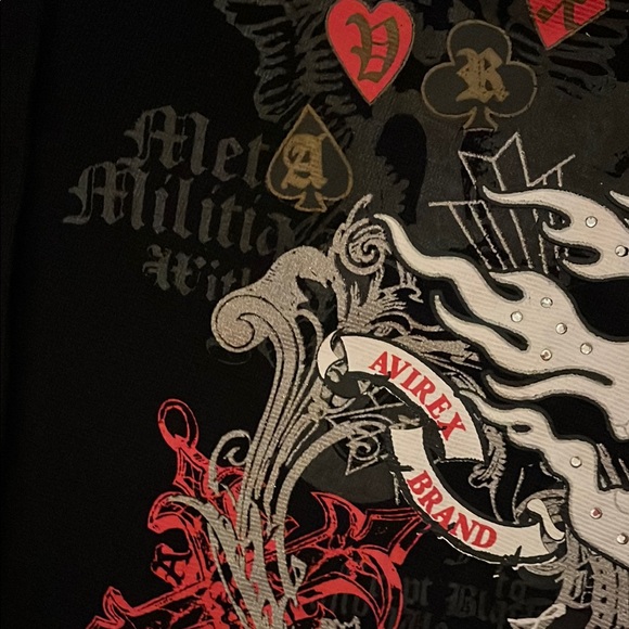 Avirex Black Long Sleeve Shirt with Graphic - Picture 4 of 5